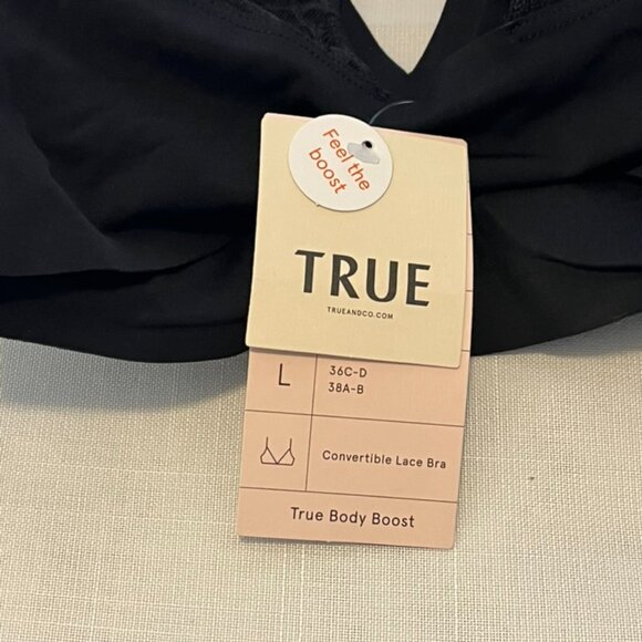 NWT True & Co True Body Boost Convertible Lace Bra in Black Size Large - Picture 9 of 11
